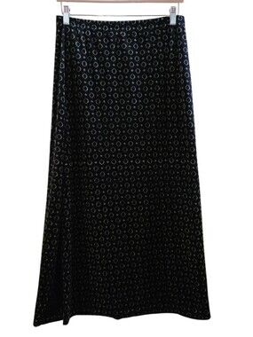 Vintage 90s Y2K California Influence Black Patterned Maxi Skirt